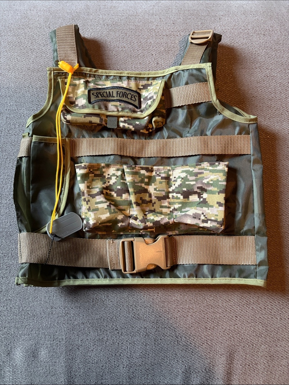 Kids Tactical Vest - Olive Green Camo